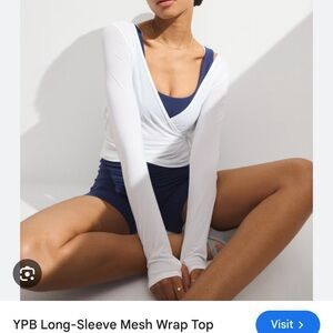 Abercrombie & Fitch White Long-Sleeve Mesh Wrap Top - size M